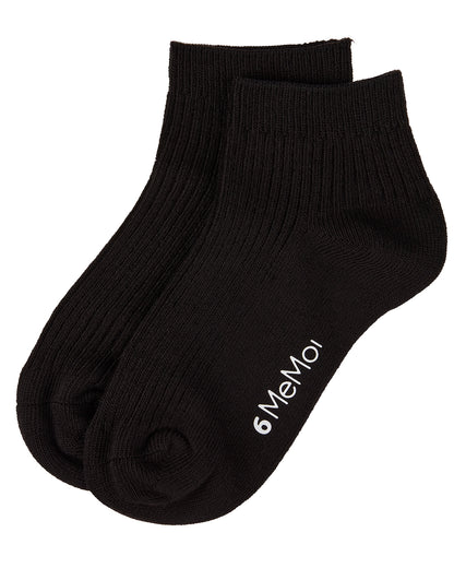 Thin Ribbed Cotton Kids Anklet Sock : Color: Black