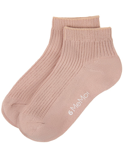Thin Ribbed Cotton Kids Anklet Sock : Color: Blush