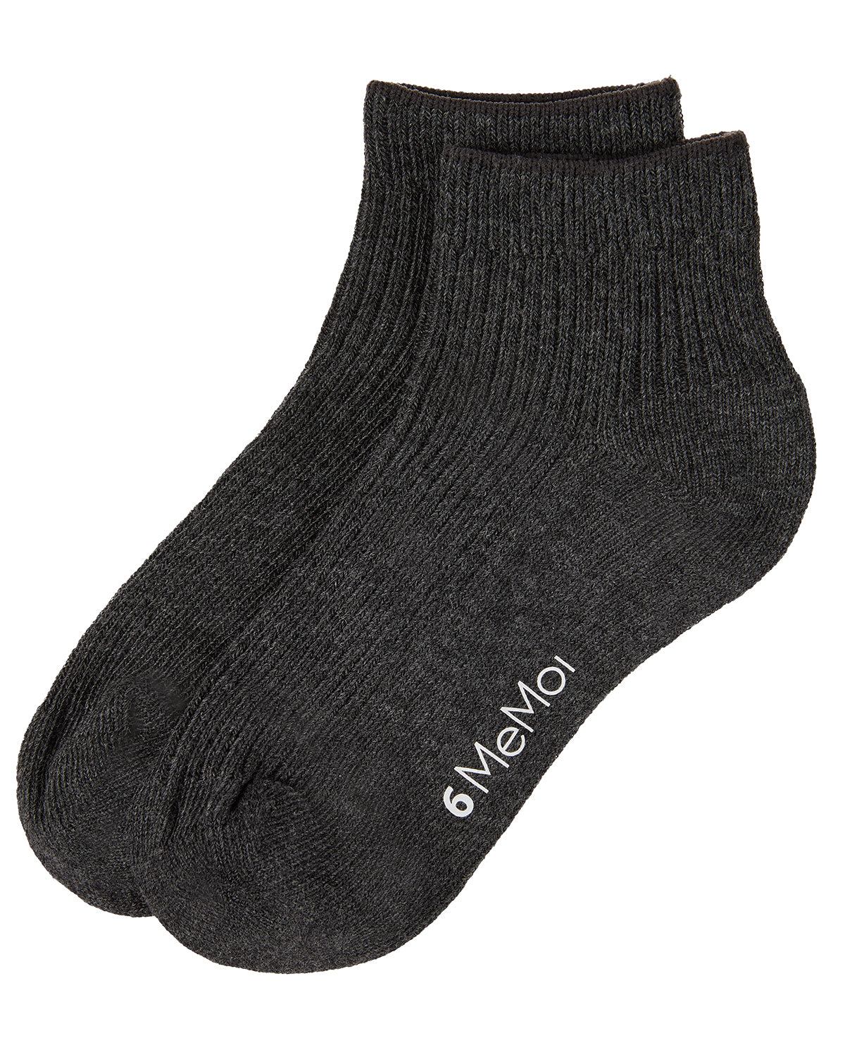 Thin Ribbed Cotton Kids Anklet Sock : Color: Charcoal