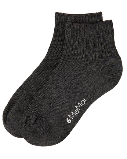 Thin Ribbed Cotton Kids Anklet Sock : Color: Charcoal