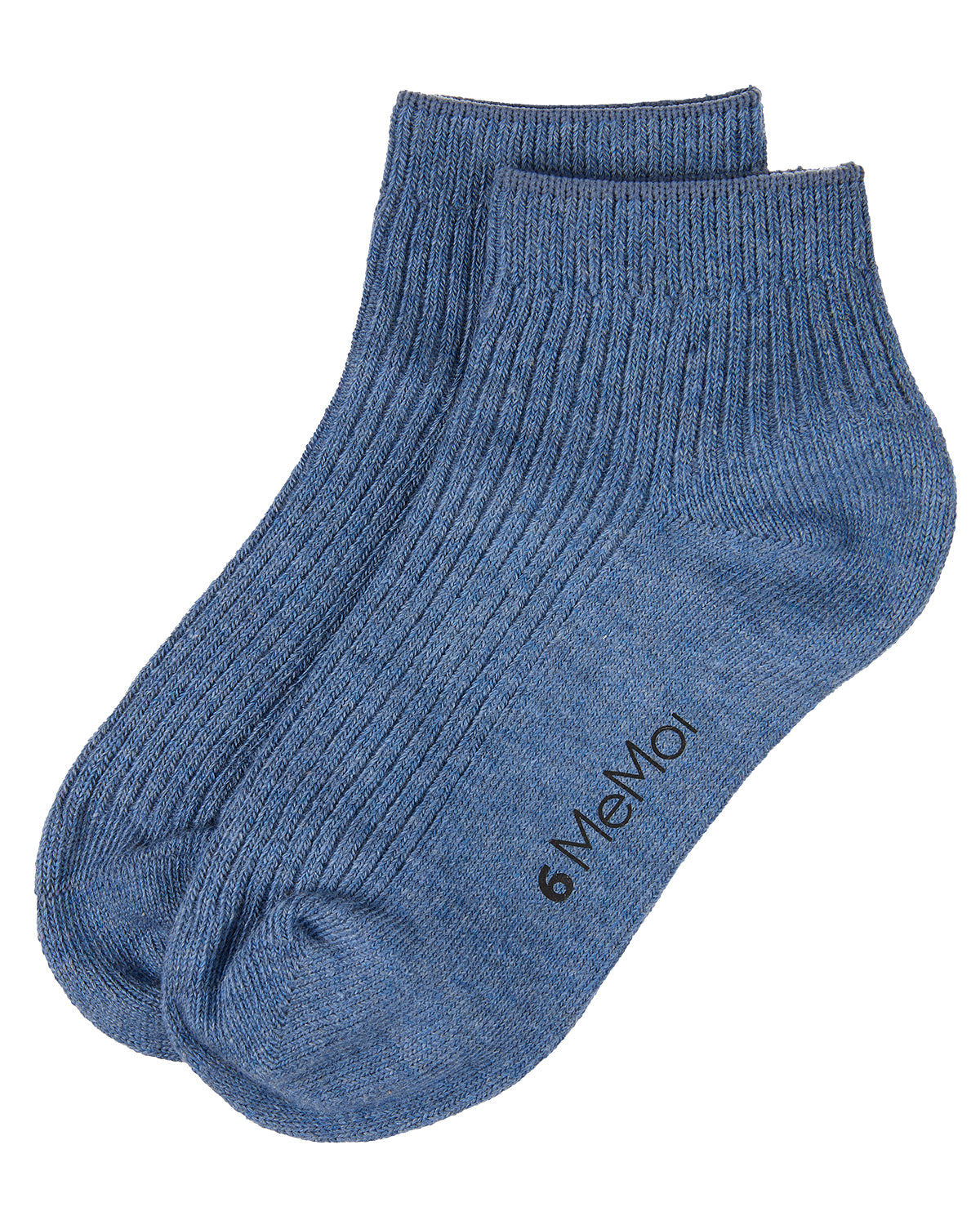 Thin Ribbed Cotton Kids Anklet Sock : Color: Light Denim