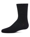 Thin Ribbed Cotton Blend Speckled Crew Sock : Color: Black