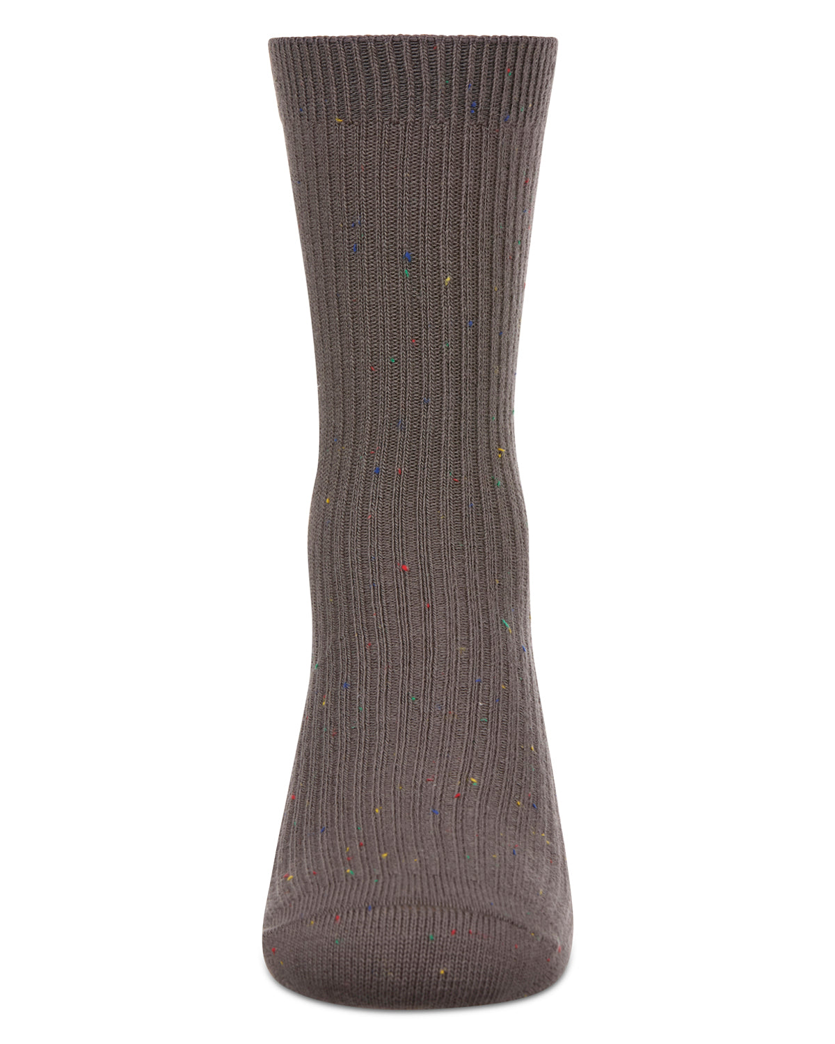 Thin Ribbed Cotton Blend Speckled Crew Sock : Color: Charcoal