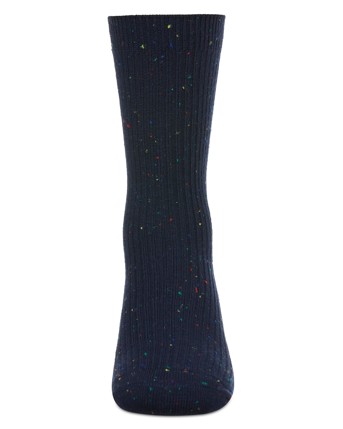 Thin Ribbed Cotton Blend Speckled Crew Sock : Color: Navy