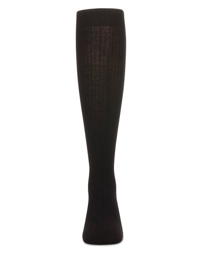 Thin Ribbed Girls Cotton Blend Knee High Sock : Color: Black