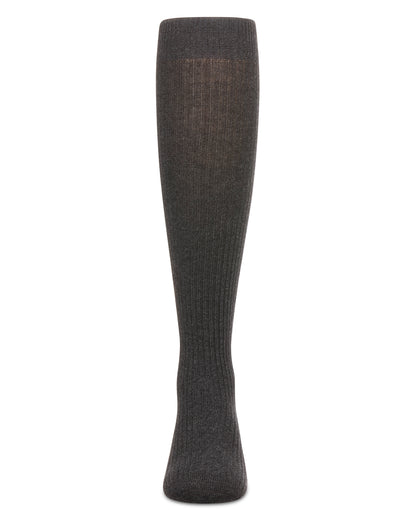 Thin Ribbed Girls Cotton Blend Knee High Sock : Color: Black