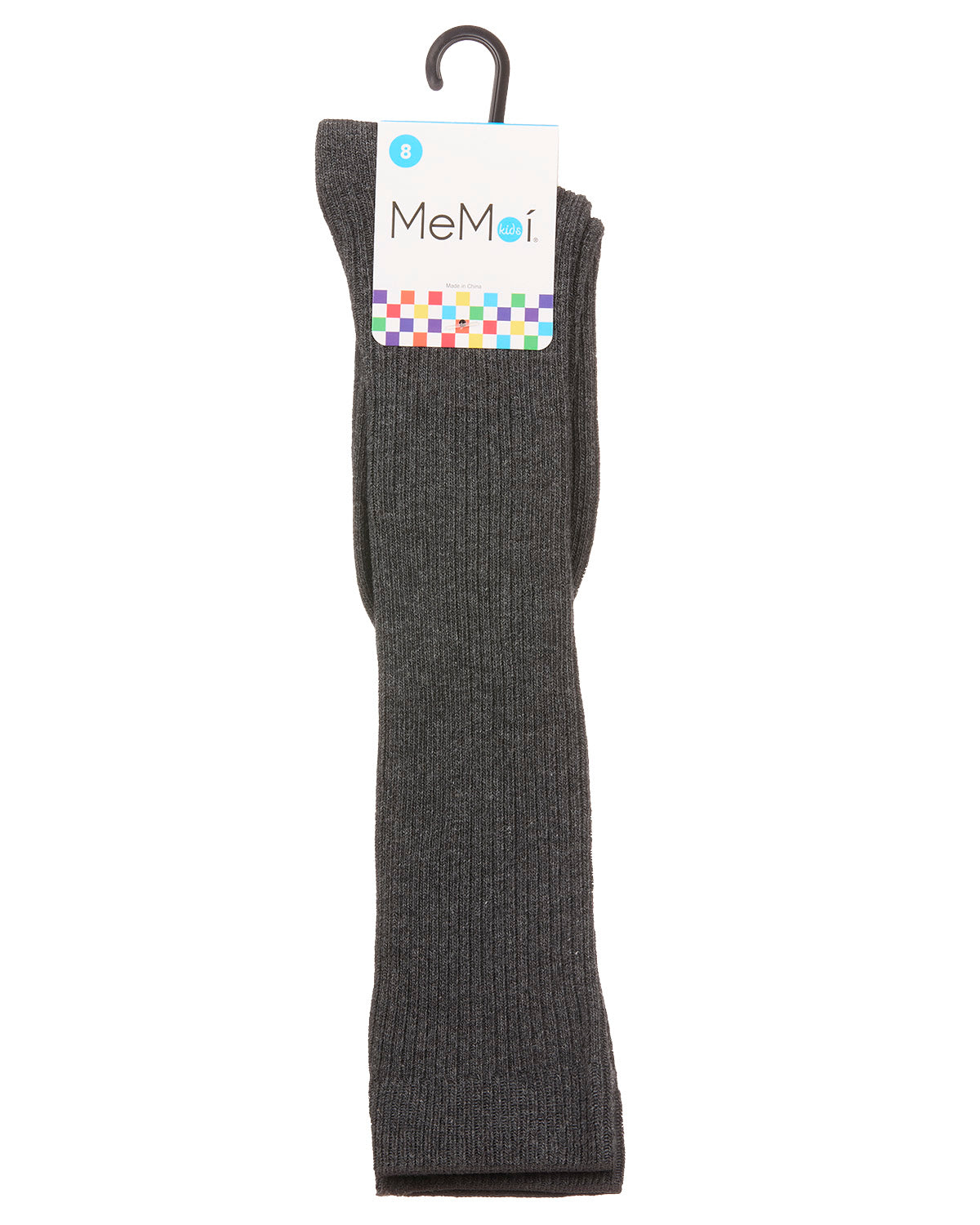 Thin Ribbed Girls Cotton Blend Knee High Sock : Color: Charcoal