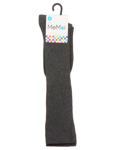 Thin Ribbed Girls Cotton Blend Knee High Sock : Color: Charcoal