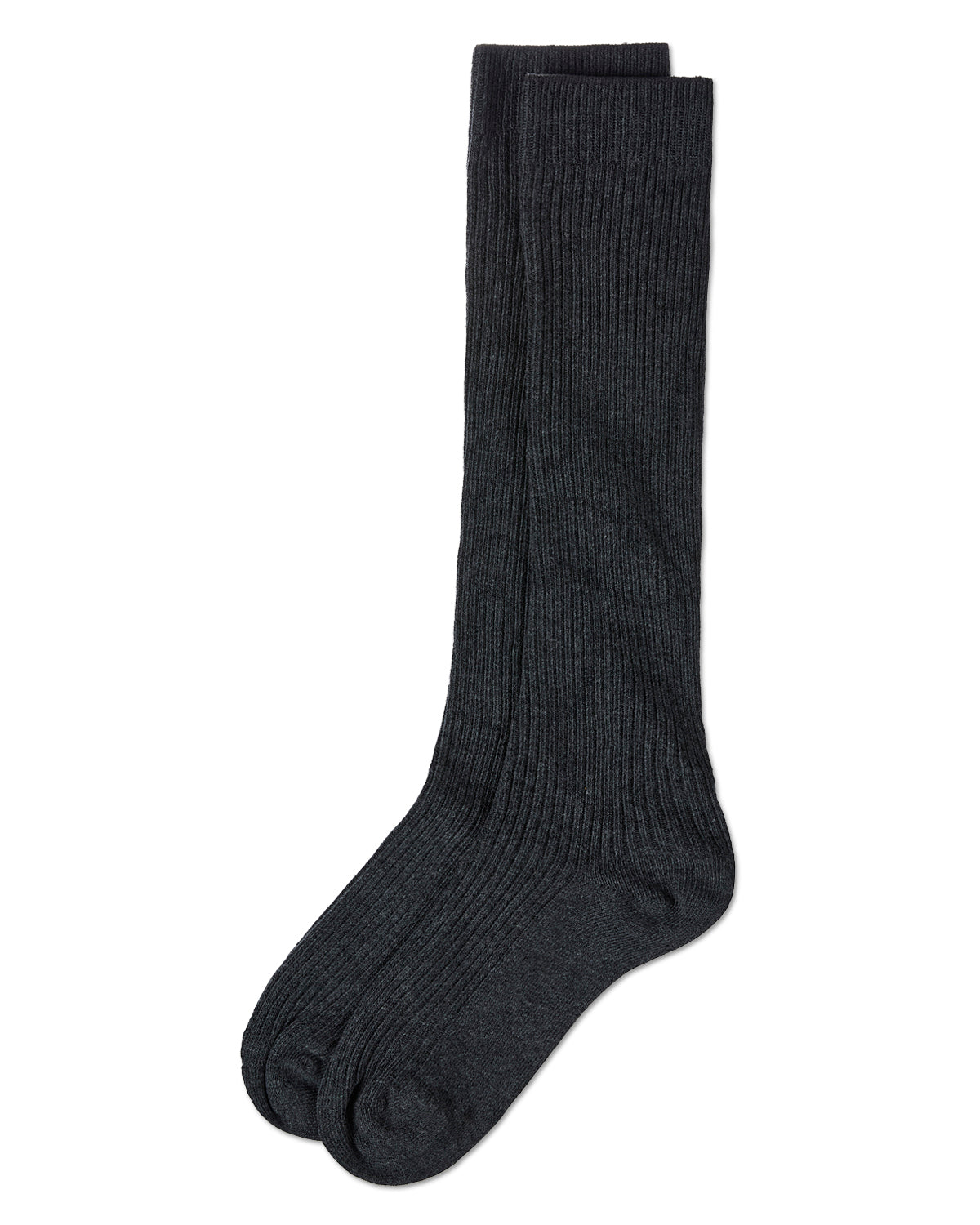 Thin Ribbed Girls Cotton Blend Knee High Sock : Color: Charcoal