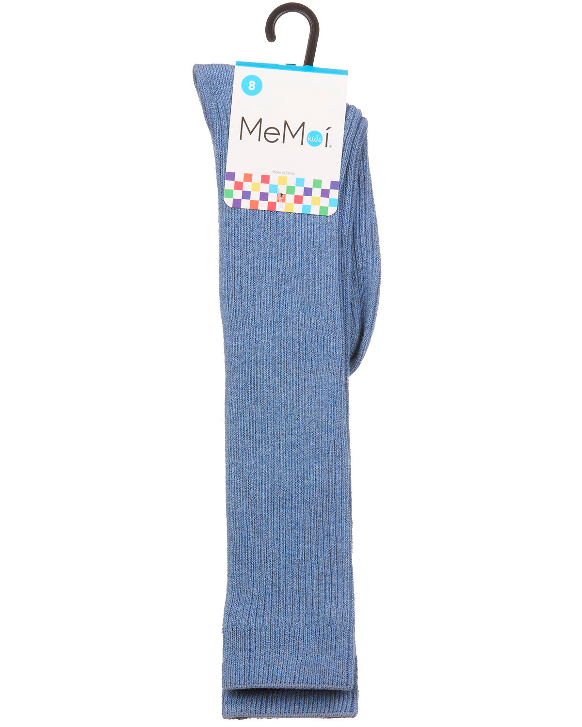 Thin Ribbed Girls Cotton Blend Knee High Sock : Color: Light Denim