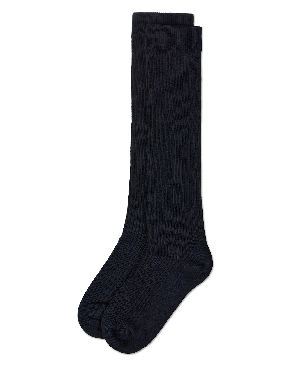 Thin Ribbed Girls Cotton Blend Knee High Sock : Color: Navy
