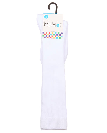 Thin Ribbed Girls Cotton Blend Knee High Sock : Color: White