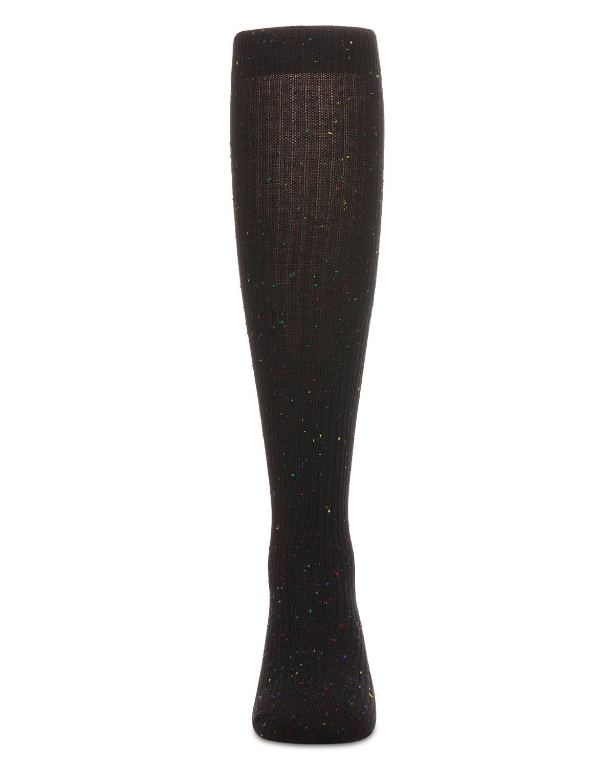 Thin Ribbed Speckled Knee High : Color: Black