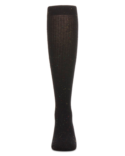 Thin Ribbed Speckled Knee High : Color: Black