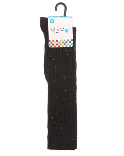 Thin Ribbed Speckled Knee High : Color: Black