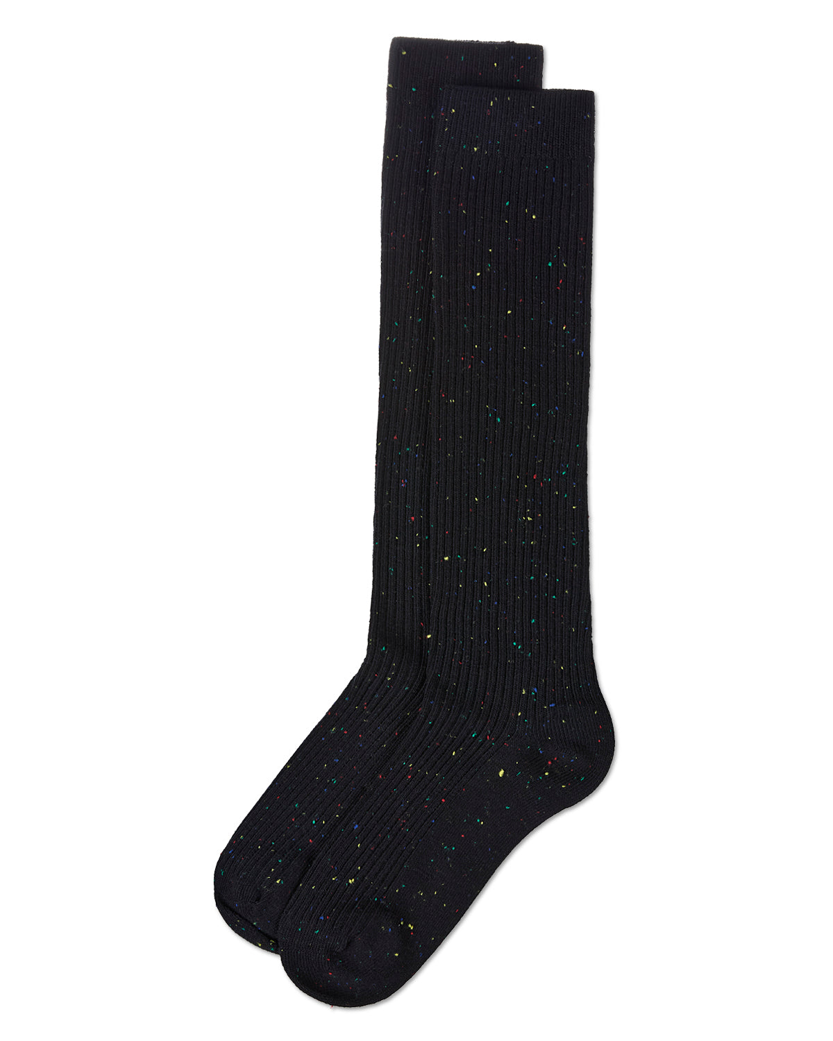 Thin Ribbed Speckled Knee High : Color: Black