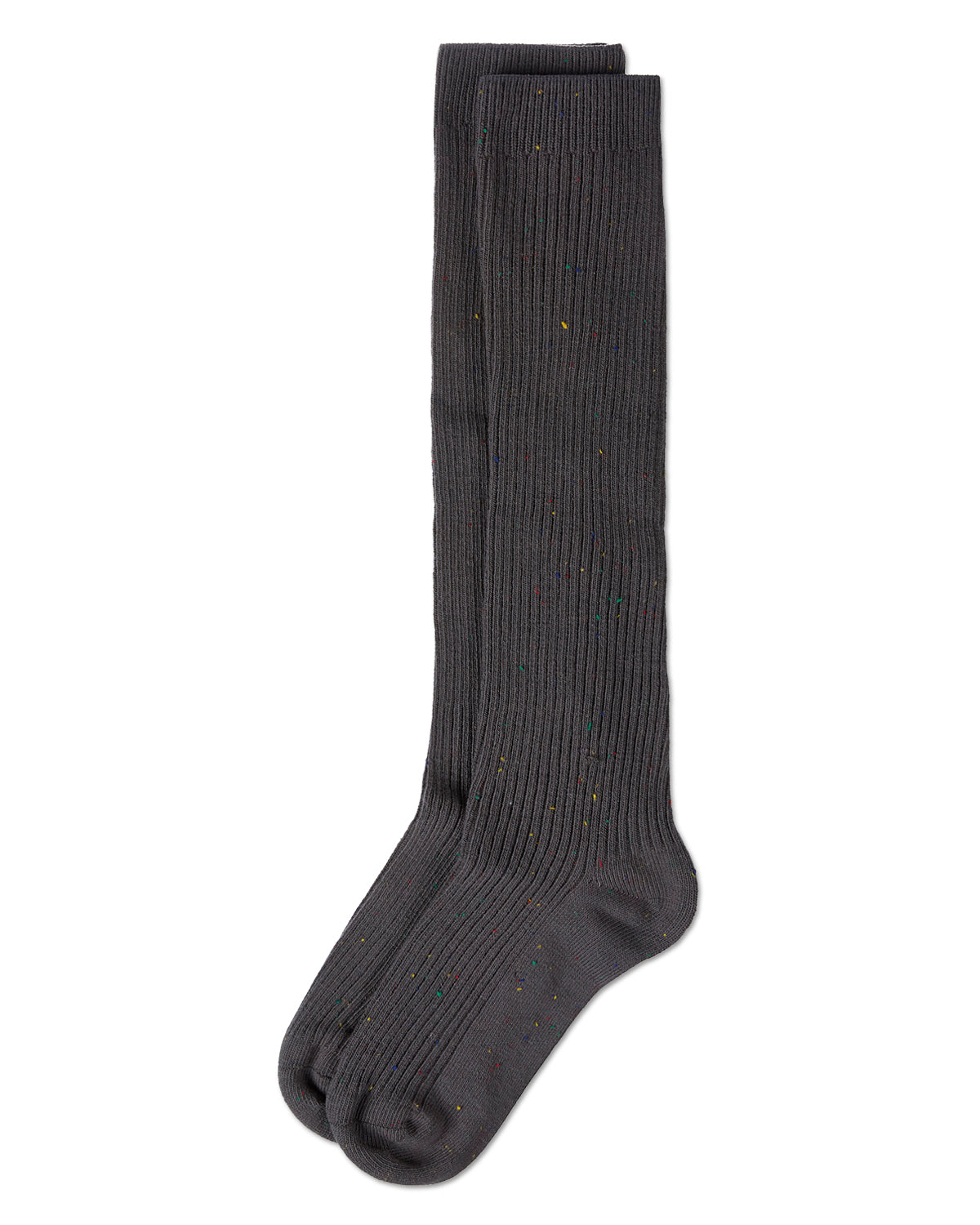 Thin Ribbed Speckled Knee High : Color: Charcoal