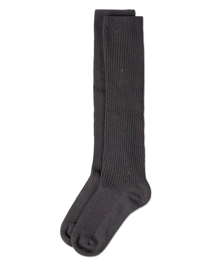 Thin Ribbed Speckled Knee High : Color: Charcoal