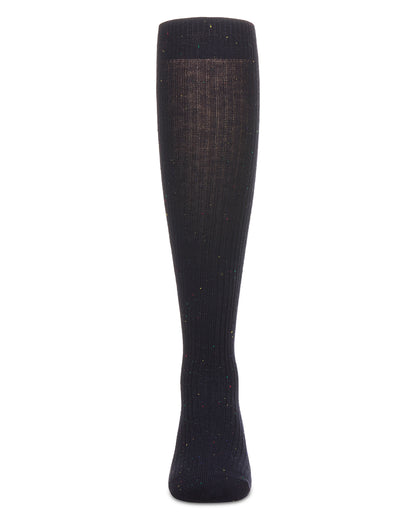 Thin Ribbed Speckled Knee High : Color: Black