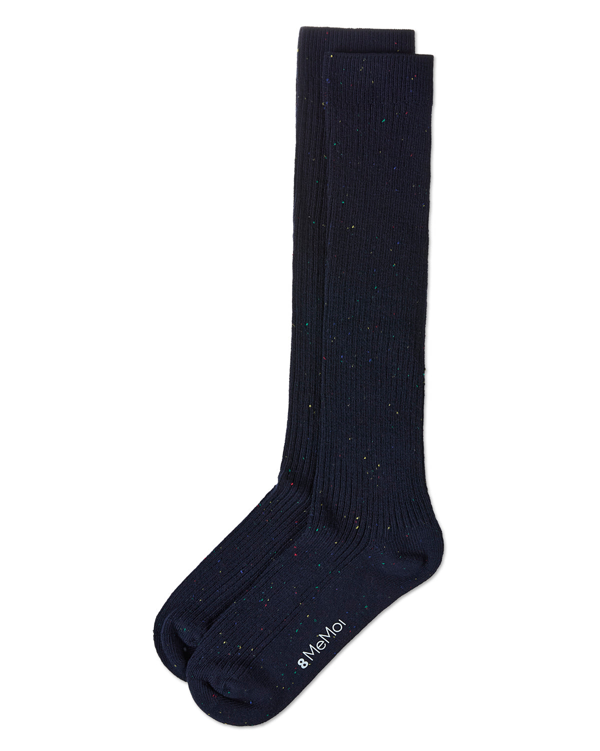 Thin Ribbed Speckled Knee High : Color: Navy
