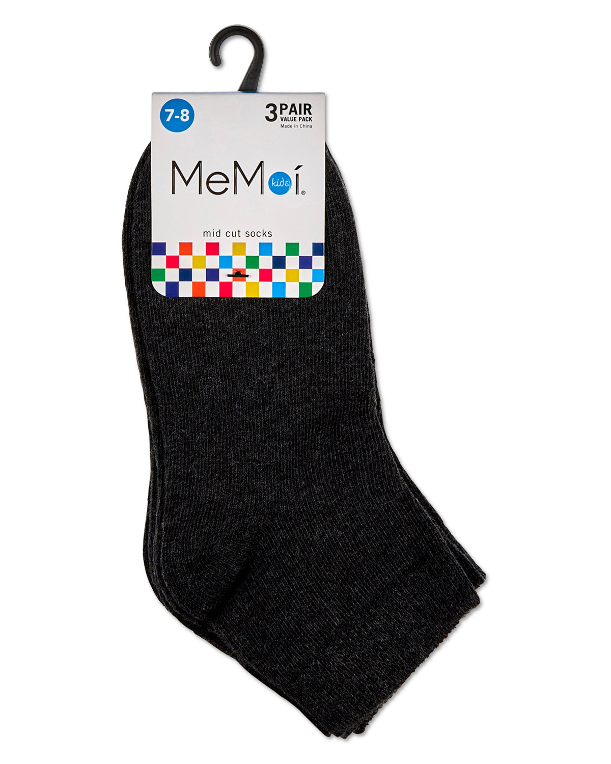 Unisex Cotton Blend Mid-Cut Socks 3-Pack : Color: Charcoal
