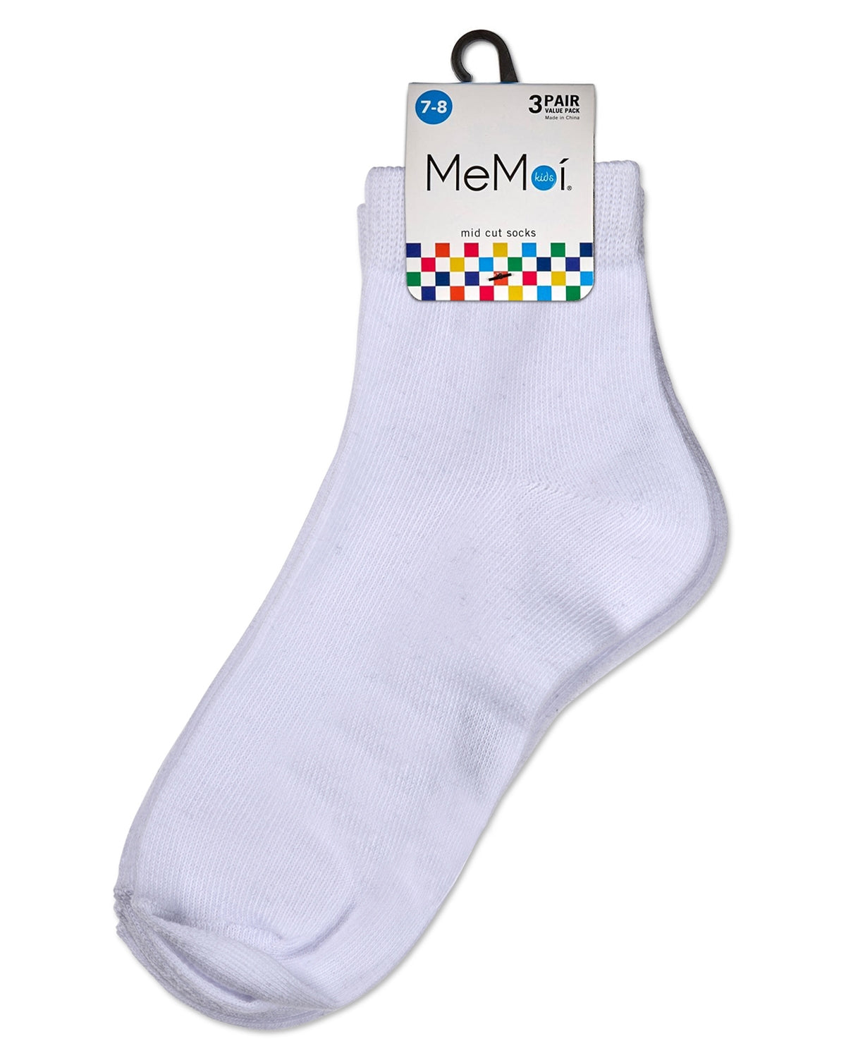 Unisex Cotton Blend Mid-Cut Socks 3-Pack : Color: White
