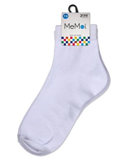Unisex Cotton Blend Mid-Cut Socks 3-Pack : Color: White
