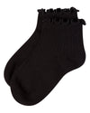 3 Pair Girls Ruffle-Cuff Ribbed Cotton-Rich Mid-Cut Quarter Socks