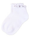 3 Pair Girls Ruffle-Cuff Ribbed Cotton-Rich Mid-Cut Quarter Socks