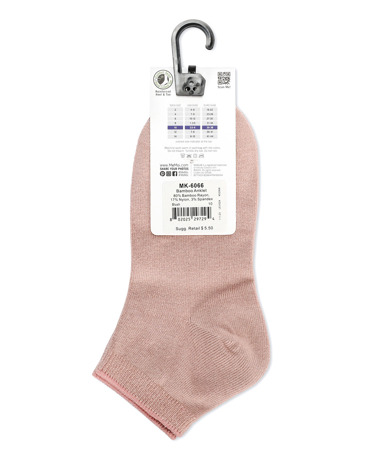 Infant Basic Soft Bamboo-Blend Unisex Anklet Sock : Color: Blush