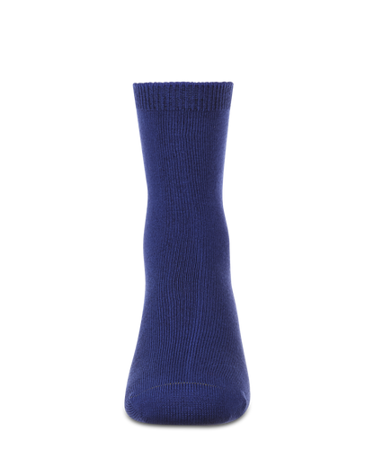 Kids Fine-Gauge Ribbed Rayon-Blend Basic Crew Sock, Assorted Colors