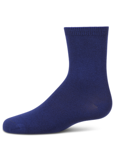Kids Fine-Gauge Ribbed Rayon-Blend Basic Crew Sock, Assorted Colors