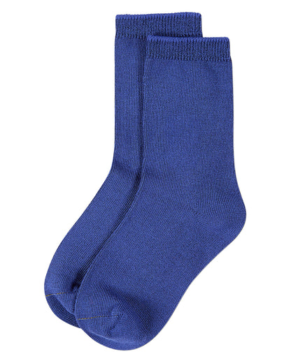 Kids Fine-Gauge Ribbed Rayon-Blend Basic Crew Sock, Assorted Colors