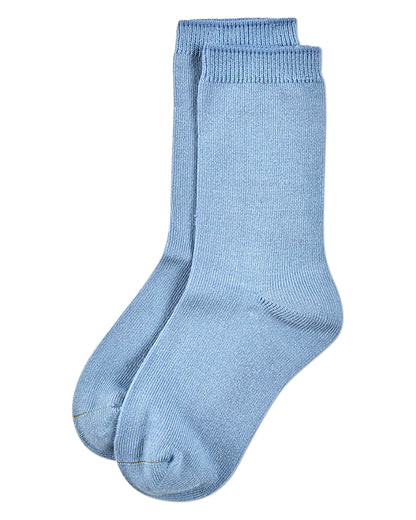 Kids Fine-Gauge Ribbed Rayon-Blend Basic Crew Sock, Assorted Colors