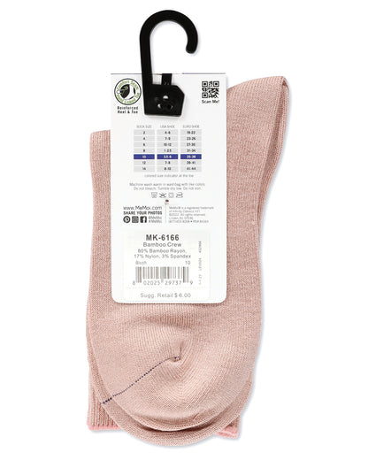 Children's Basic Soft Rayon from Bamboo Crew Socks : Color: Blush