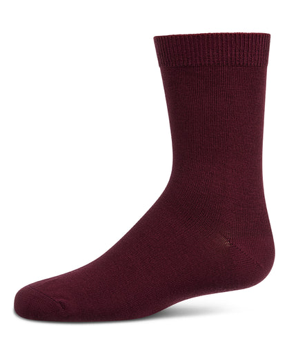 Kids Fine-Gauge Ribbed Rayon-Blend Basic Crew Sock, Assorted Colors