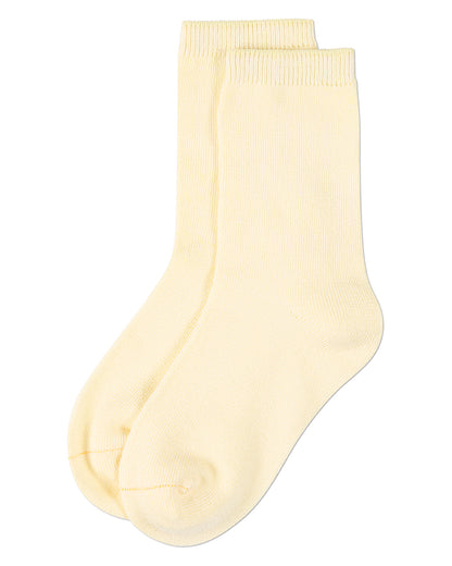 Kids Fine-Gauge Ribbed Rayon-Blend Basic Crew Sock, Assorted Colors