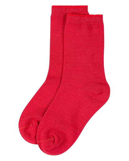 Kids Fine-Gauge Ribbed Rayon-Blend Basic Crew Sock, Assorted Colors