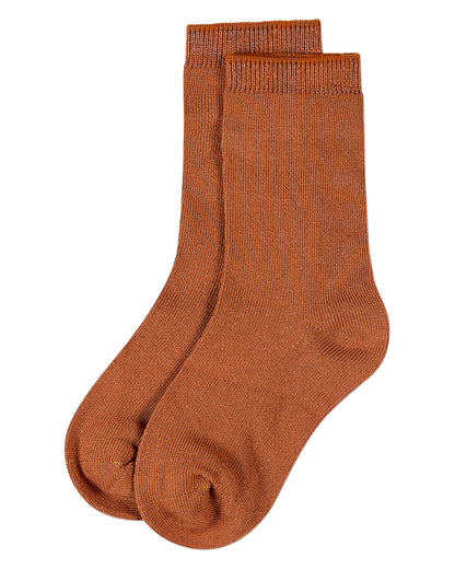 Kids Fine-Gauge Ribbed Rayon-Blend Basic Crew Sock, Assorted Colors
