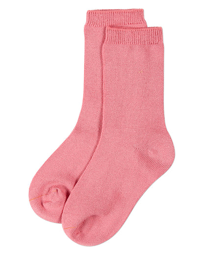 Kids Fine-Gauge Ribbed Rayon-Blend Basic Crew Sock, Assorted Colors