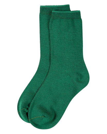 Kids Fine-Gauge Ribbed Rayon-Blend Basic Crew Sock, Assorted Colors