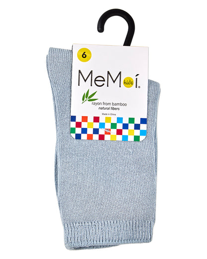 Kids Fine-Gauge Ribbed Rayon-Blend Basic Crew Sock, Assorted Colors