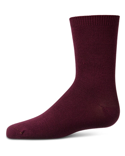 Kids Fine-Gauge Ribbed Rayon-Blend Basic Crew Sock, Assorted Colors