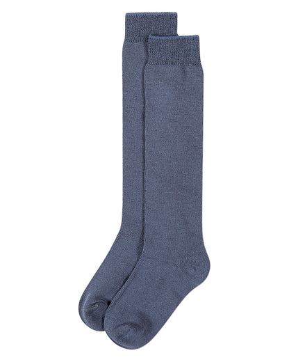 Kids Soft Ribbed Rayon-Blend Knee High Sock, Multiple Solid Colors