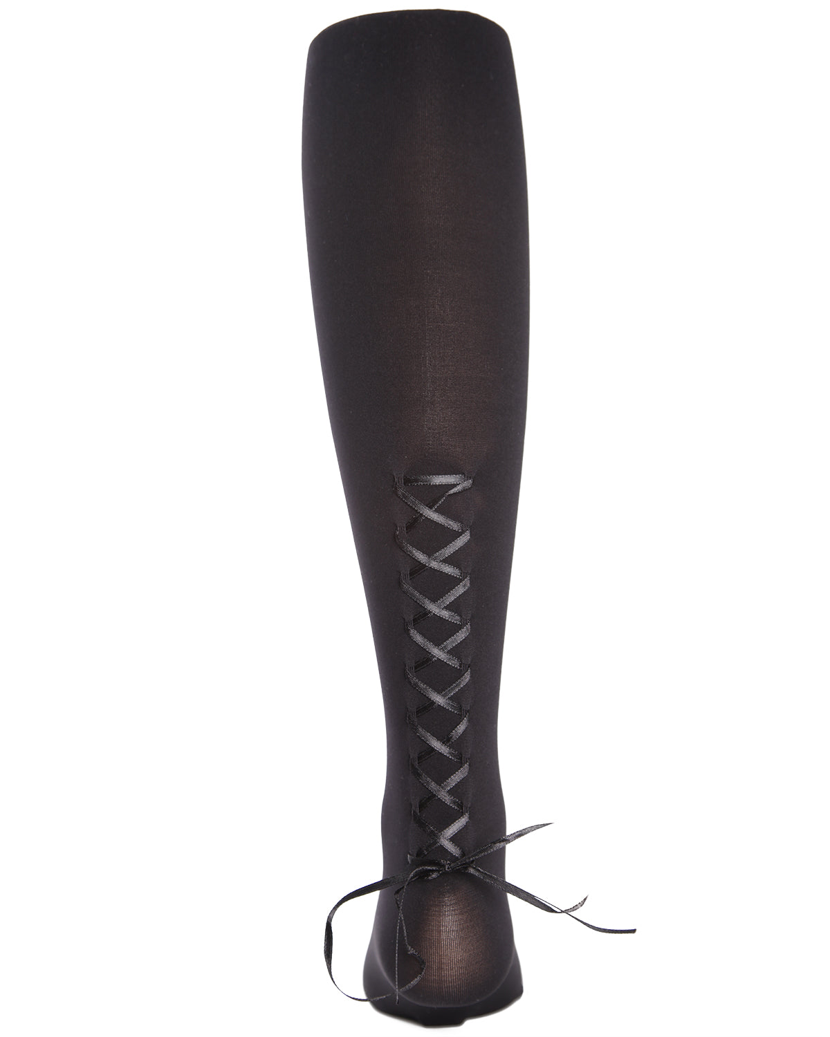 Girls Silky-Smooth Opaque Lace-Up Tights with Satin Tie