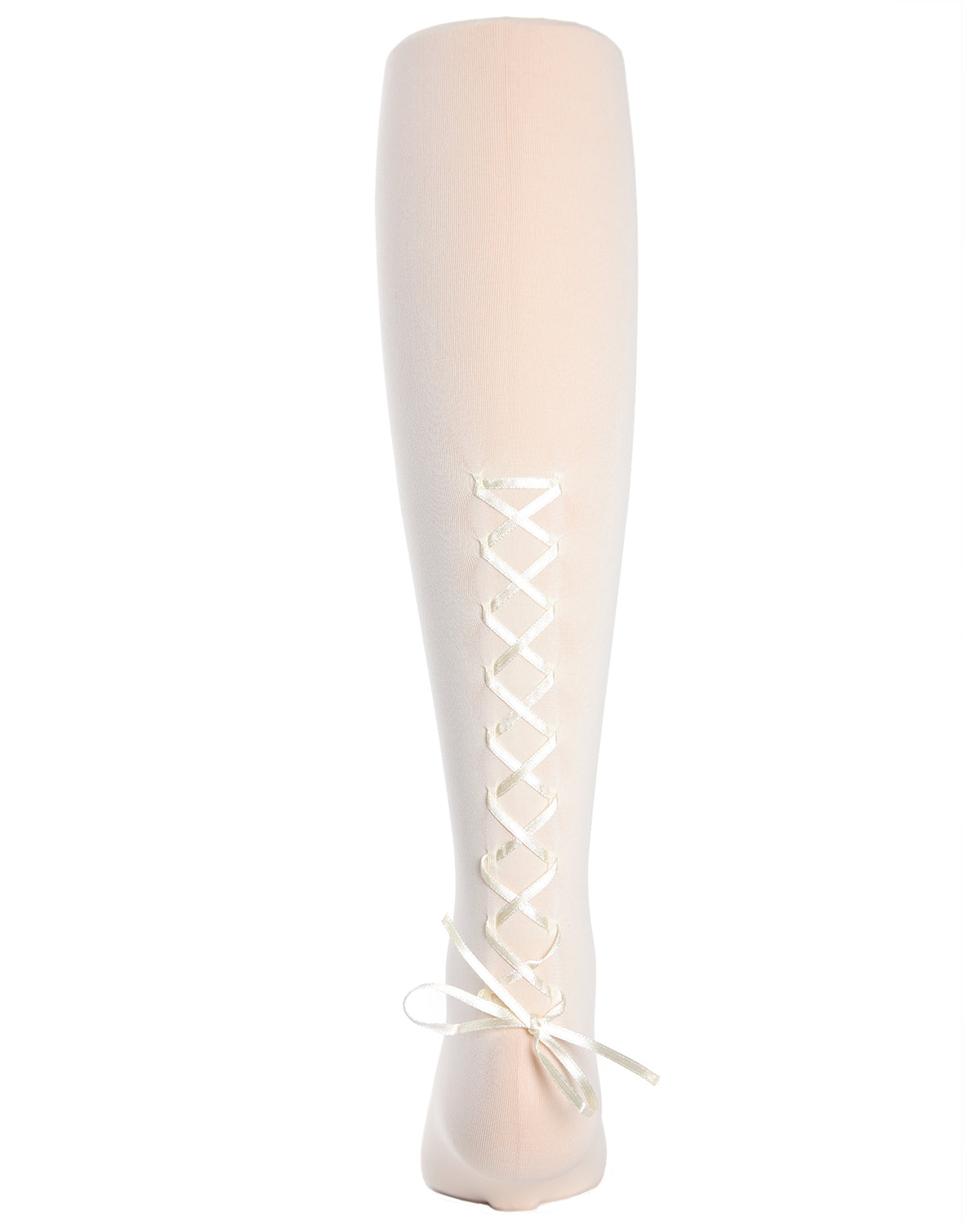 Girls Silky-Smooth Opaque Lace-Up Tights with Satin Tie