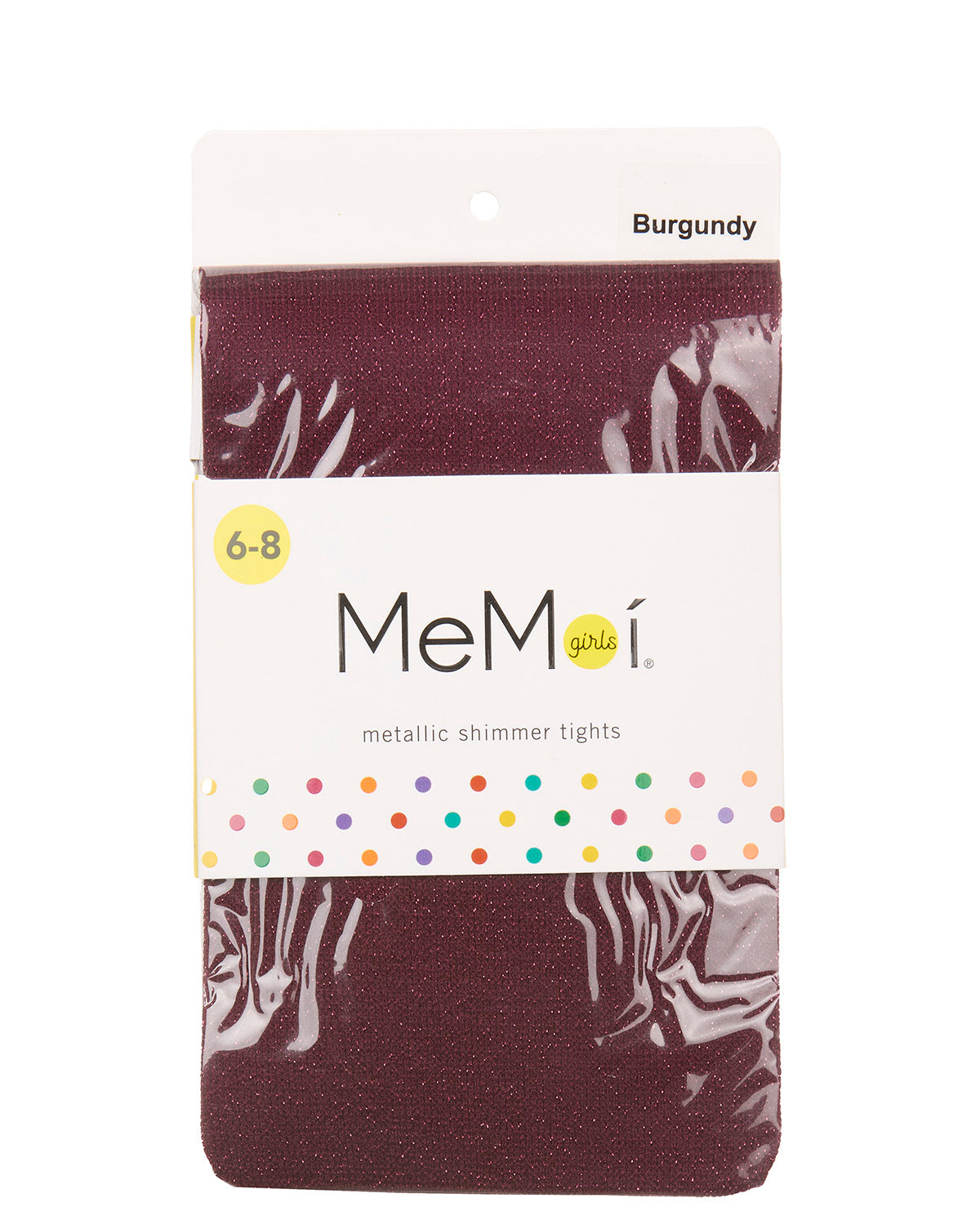 Girls' Metallic Shimmer Opaque Tights : Color: Burgundy