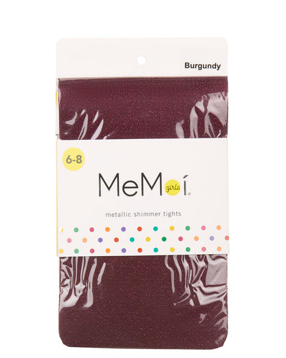 Girls' Metallic Shimmer Opaque Tights : Color: Burgundy