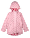 Girls "Flowers In Bloom" Lined Raincoat with Attached Storage Pouch : Color: Pink