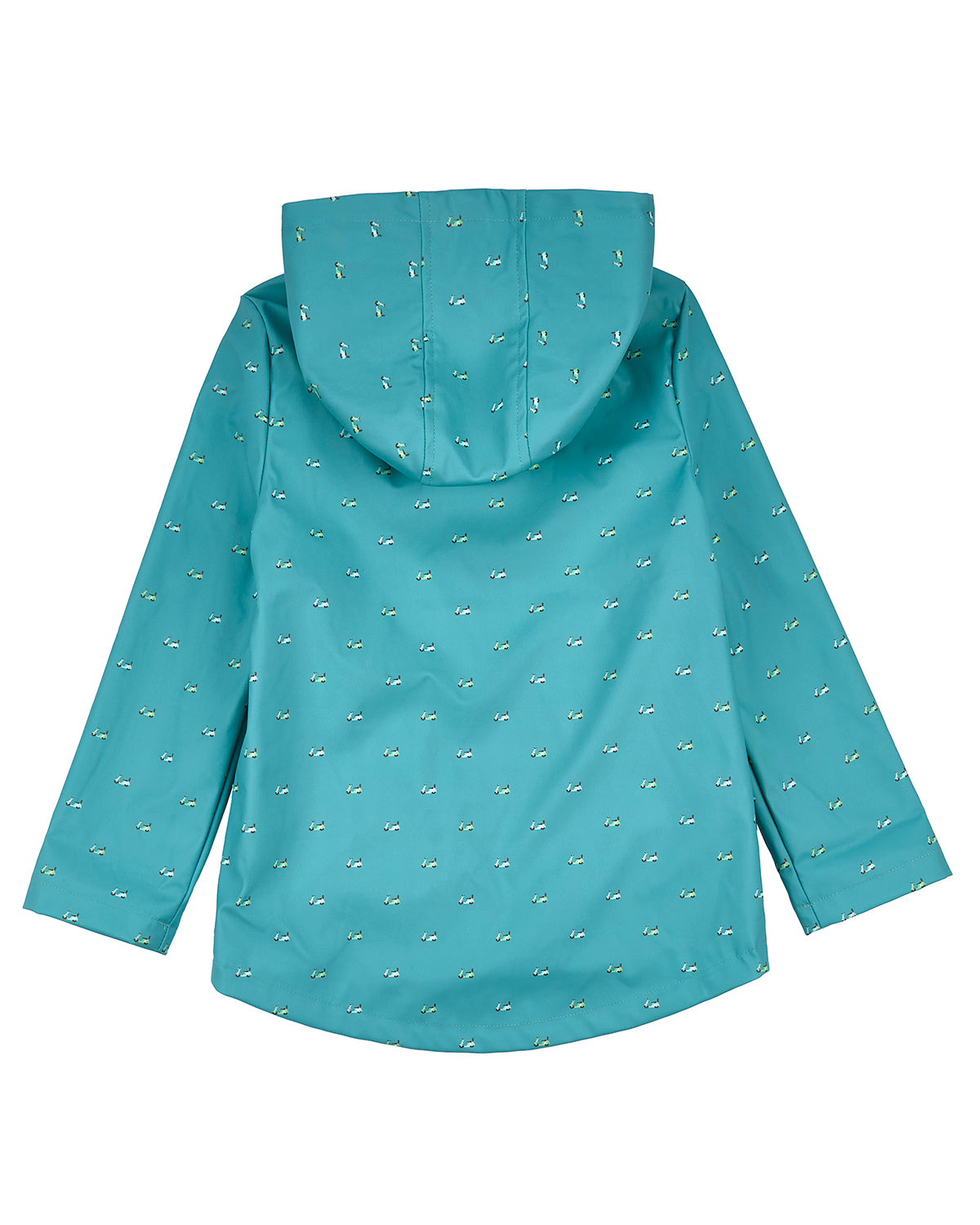 Boys "On The Move" Lined Raincoat with Attached Self-Storage Pouch : Color: Teal